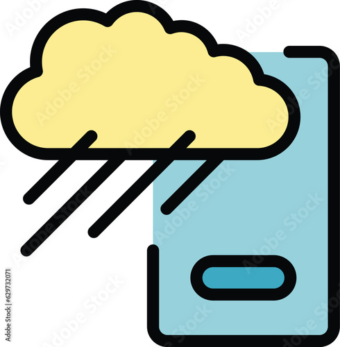 Storm weather icon outline vector. Rain city. Cloud people color flat