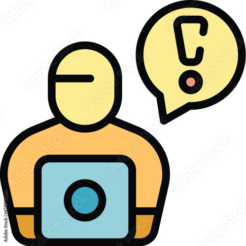 Chat support icon outline vector. Customer call. Service center color flat