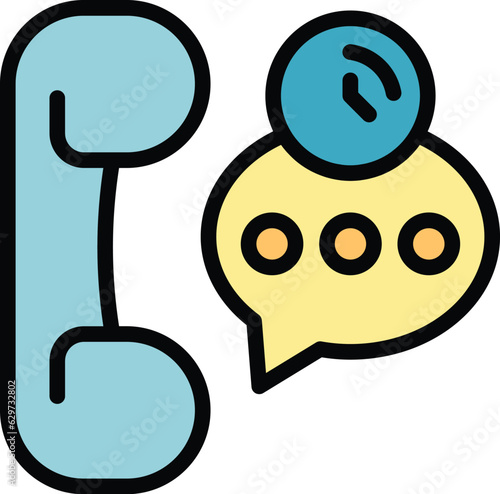 Call chat support icon outline vector. Customer center. Online contact color flat