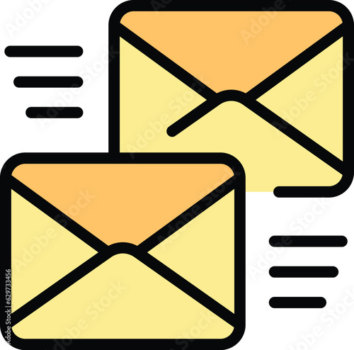 Listen live mail icon outline vector. Contact hotline. Call center color flat