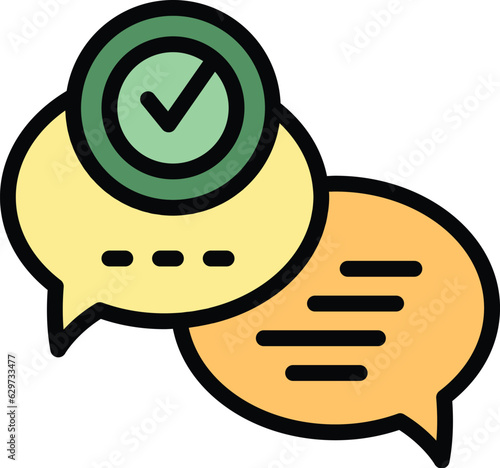 Chat online icon outline vector. Live support. Call service color flat