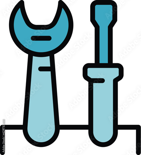 Tools chat support icon outline vector. Call service. Center help color flat