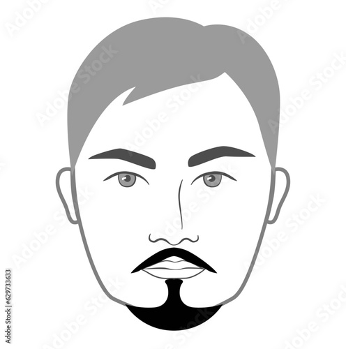Anchor Beard style men in face illustration Facial hair Original Stache mustache. Vector grey black portrait male Fashion template flat barber. Stylish hairstyle isolated outline on white background.