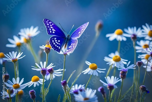 the view of butterfly on a flower in garden ai generated  © Muhammad