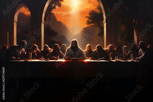 Obraz na płótnie Betrayal of Jesus and His Disciples at the Last Supper