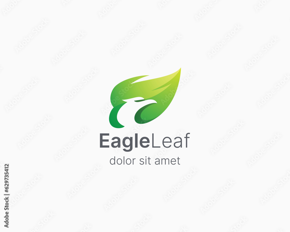 Green leaf with negative eagle logo Green leaf with negative eagle logo