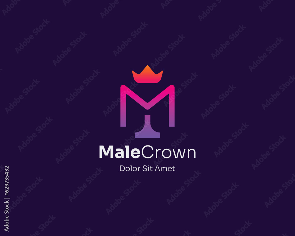 Simple colorful letter m with crown logo gradient Simple colorful letter m with crown logo gradient