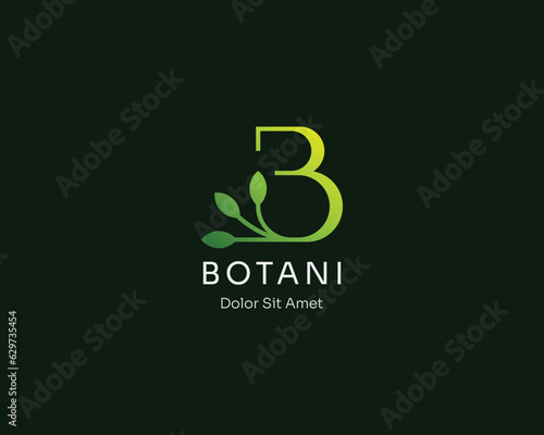 Simple modern line letter b botanical logo gradient