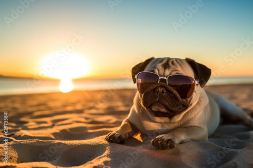 Vacation doggy wearing sunglasses created with Generative AI technology