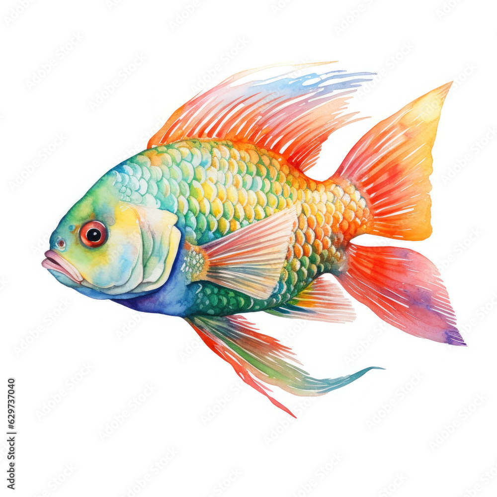 fish watercolor on a white background