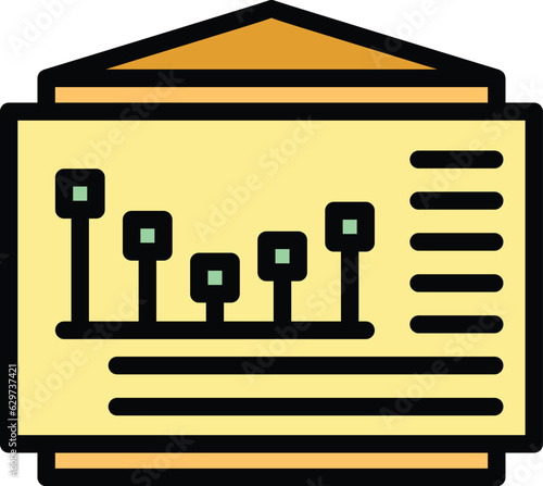 Bank benchmark icon outline vector. Best practice. Page norm color flat