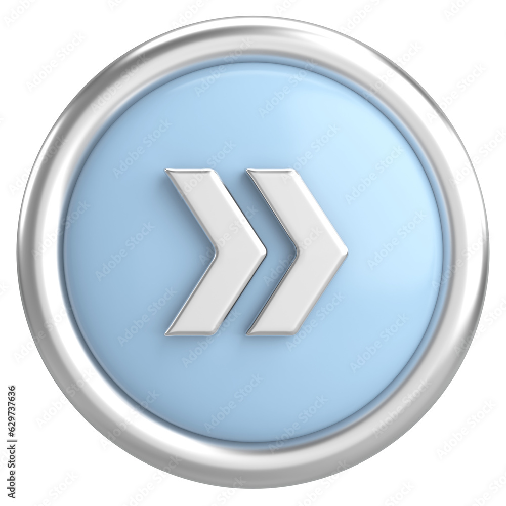 Next button. Continue button. 3D illustration. Next button. Continue button. 3D illustration.