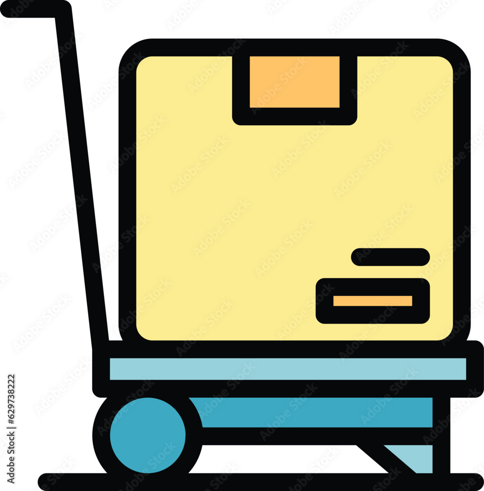 Card relocation box icon outline vector. Home furniture. Cargo company color flat Card relocation box icon outline vector. Home furniture. Cargo company color flat