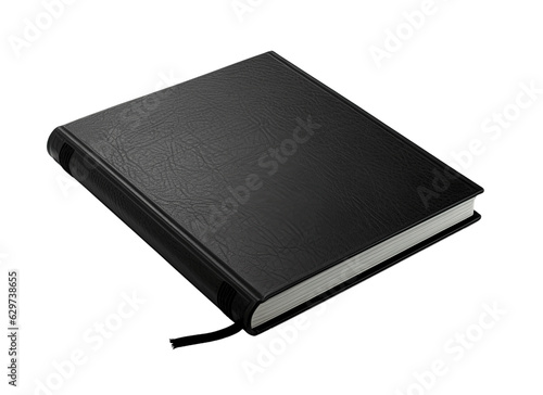 Black notebook, notepad, diary isolated on transparent background. PNG file, cut out