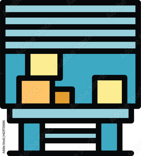 Full relocation truck icon outline vector. Move service. Home furniture color flat