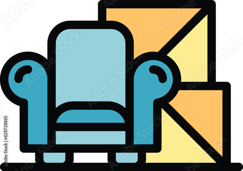 Furniture delivery icon outline vector. House relocation. Service move color flat