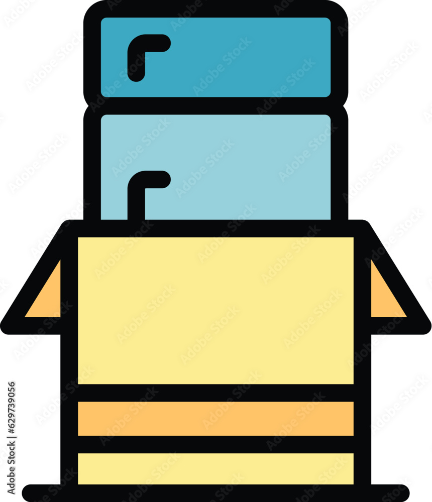 Relocation box stack icon outline vector. Move service. Cargo company color flat Relocation box stack icon outline vector. Move service. Cargo company color flat