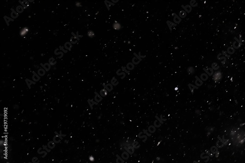 Snow on a black background. A graphic resource for editing or a blank for a designer. AI generated, human enhanced