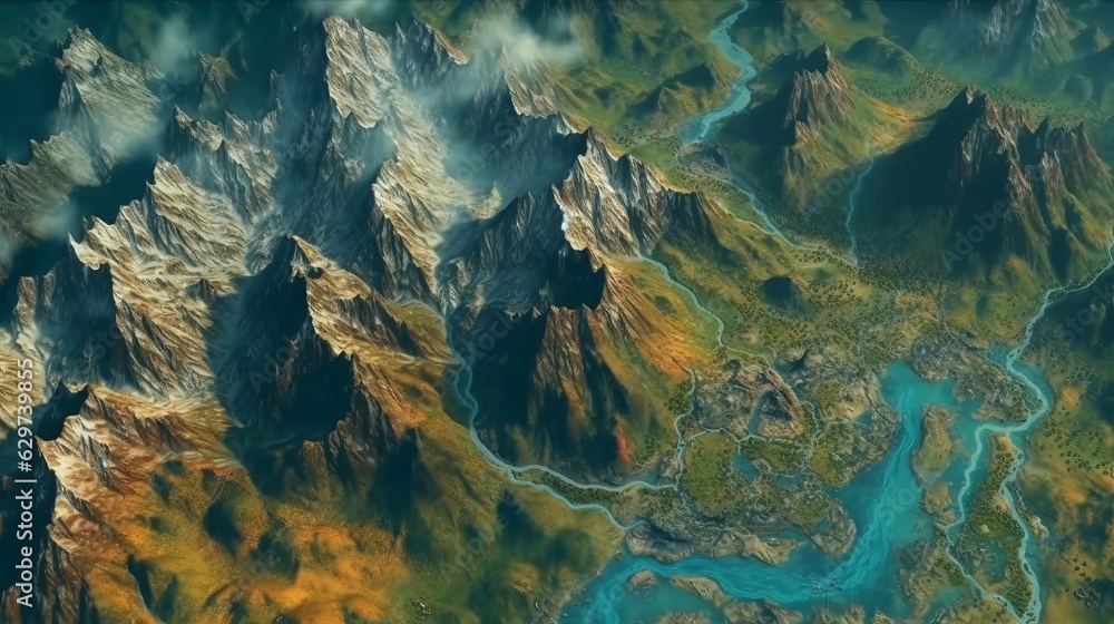 俯瞰した山の風景,Generative AI AI画像