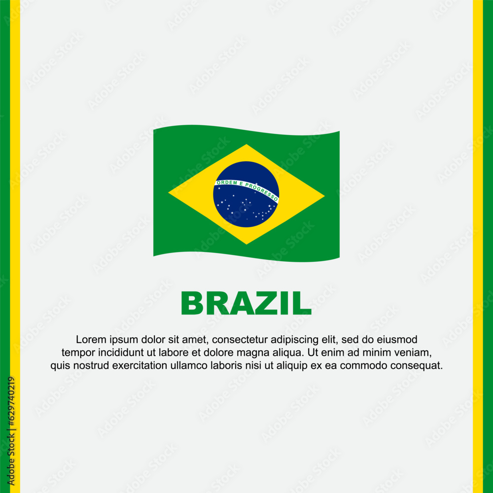 Brazil Flag Background Design Template. Brazil Independence Day Banner Social Media Post. Brazil Cartoon