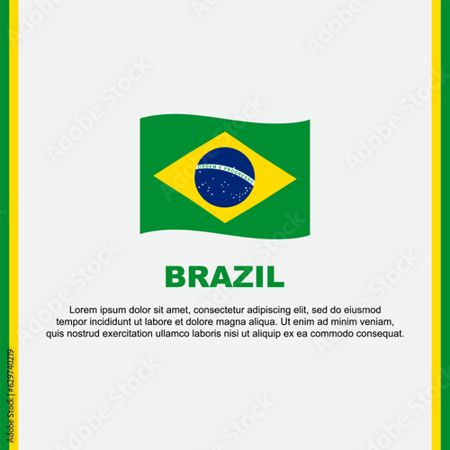 Brazil Flag Background Design Template. Brazil Independence Day Banner Social Media Post. Brazil Cartoon