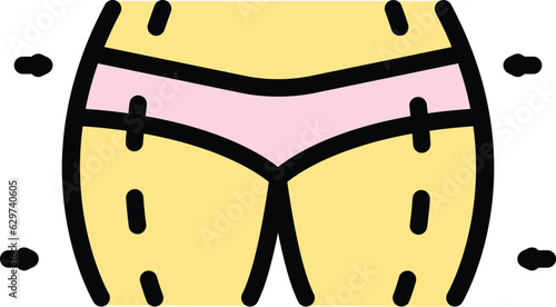 Body liposuction icon outline vector. Fat skin. Female after color flat