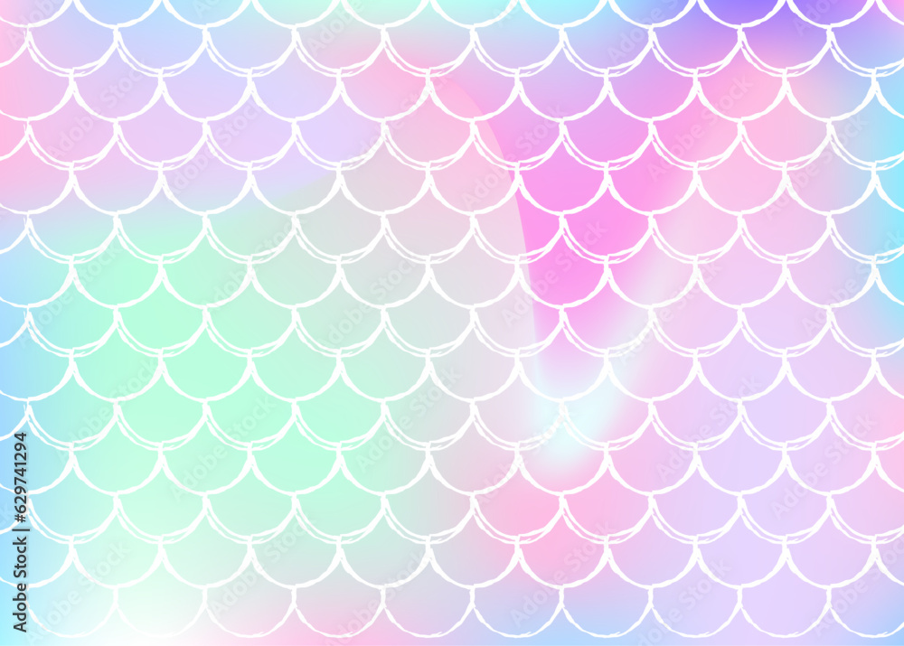 Gradient scale background with holographic mermaid. Gradient scale background with holographic mermaid.