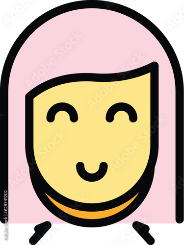 Female face liposuction icon outline vector. Cosmetic body. Health skin color flat