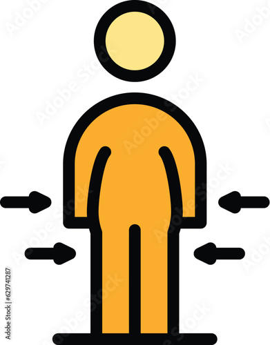 Man body liposuction icon outline vector. Beauty treatment. Fat surgery color flat