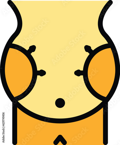 Stomach surgery icon outline vector. Fat body. Plastic skin color flat