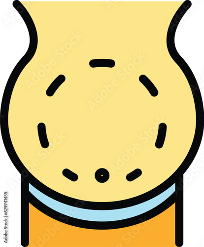 Abdomen liposuction icon outline vector. Body surgery. Skin cosmetic color flat