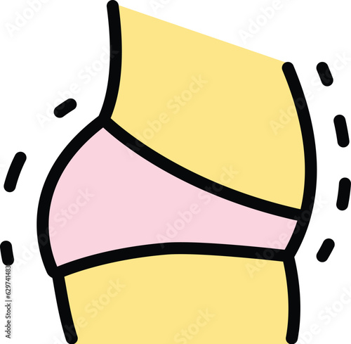 Front body liposuction icon outline vector. Woman slim. Beauty skin color flat