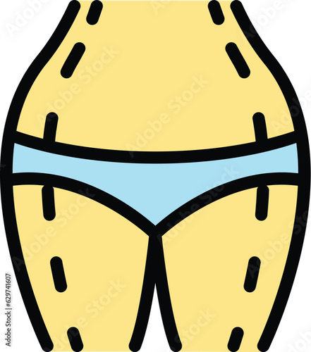 Wide liposuction icon outline vector. Cosmetic woman. Body surgery color flat