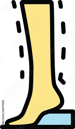 Foot liposuction icon outline vector. Butt lipo. Body skin color flat