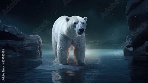 amazing photo of Polar Bear highly detailed. polar bear on ice. ice landscape in the arctic