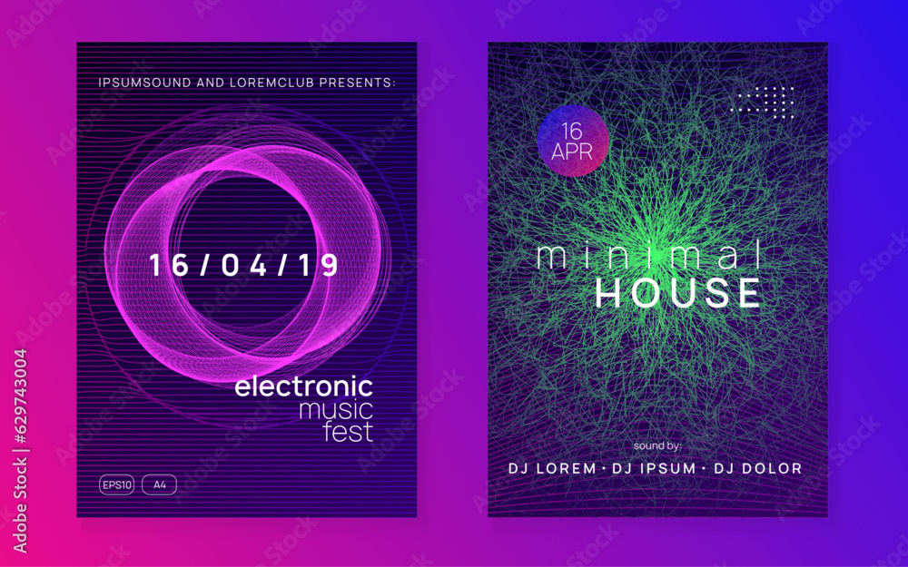 Gradient party flyer. Electro dance music. Electronic trance sound. Club dj poster. Techno event. Gradient party flyer. Electro dance music. Electronic trance sound. Club dj poster. Techno event.