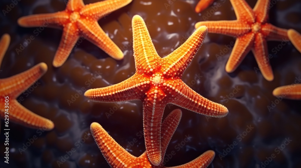 red starfish on the beach red starfish on the beach