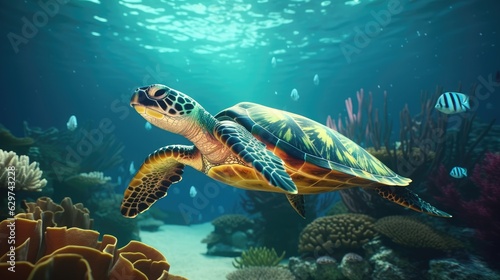 green sea turtle swimming © Vitor