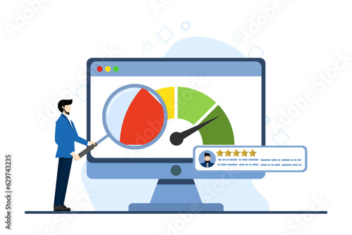Employee evaluation, appraisal form and report, performance review concept collection. Employer meets job applicant at pre-employment assessment. Modern flat vector illustration