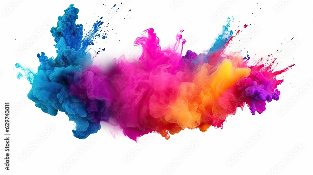 colorful ink splashes on white