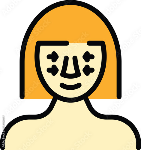 Face operation icon outline vector. Open anatomy. Nose surgery color flat