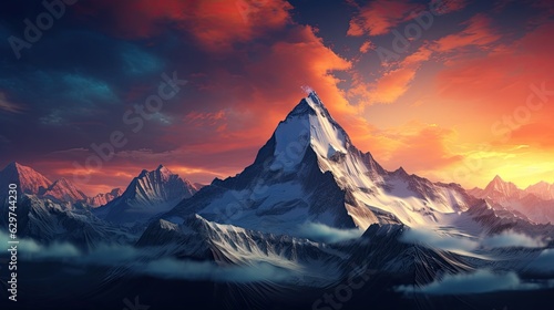 Leinwand Poster sunrise in the mountains wallpaper