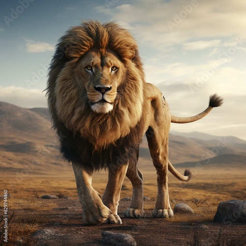  fierce lion in africa cinematic realistic 