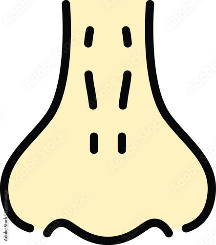 Closed rhinoplasty icon outline vector. Nose surgery. Face open color flat