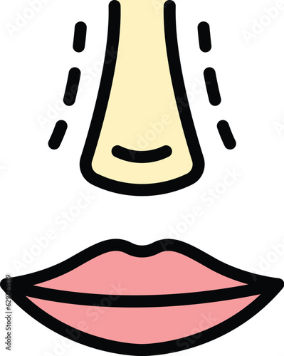 Cosmetic rhinoplasty icon outline vector. Open face. Human medicine color flat
