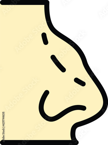Human rhinoplasty icon outline vector. Open face. Anatomy body color flat