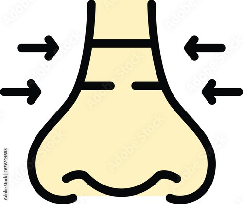 Side rhinoplasty icon outline vector. Face operation. Body anatomy color flat