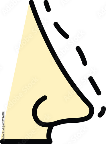 Lift rhinoplasty icon outline vector. Nose surgery. Face anatomy color flat