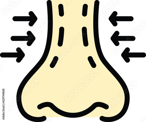 Surgeon rhinoplasty icon outline vector. Nose face. Anatomy woman color flat