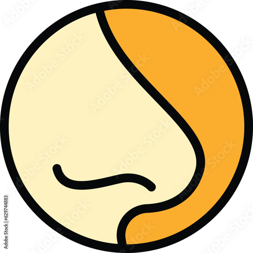 Facial rhinoplasty icon outline vector. Nose surgery. Face plastic color flat